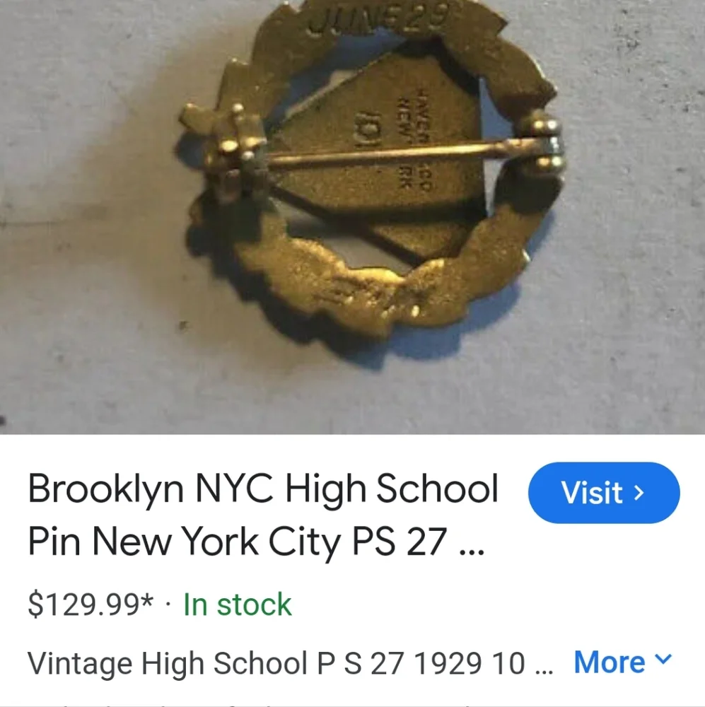 Vintage Disanza Brothers Jewelers NYC School P.S. 426 Pin - VERY RARE
